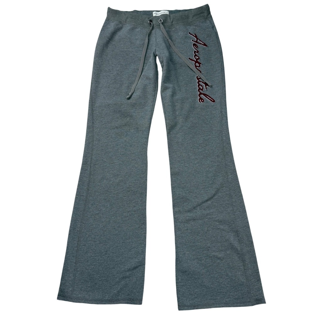 VTG Y2K Aeropostale Gray Flare Leg Sweatpants Ultra Low Rise Puff Print Pants M